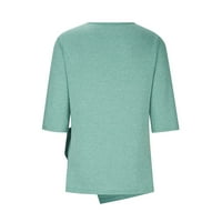 Yyeselk pamučne bluze za žene casual okrugli rukav na vrhu tunike Torny Pure Color Twist prednja labava FIT Fall majica Otiska maint MINT Green XXL