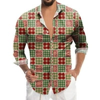 Muška modna casual božićni digitalni 3D tiskarski odmor Lapl dugme dugih rukava majica Top majica kratkih