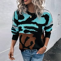 Ženski džemper za žene Print dugih rukava Top modni modni ispis posada vrata pletene džemper pada odjeća