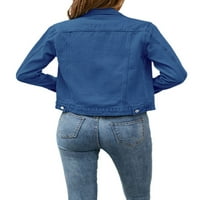 Ženska labava traper jakna dugačka dugačka dugaka prema dolje Jean kamiondžijanski jakni sa džepovima
