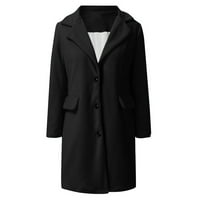 Ženska srednja duljina kaputa zarez rever pune boje dugih rukava topli kaput Cardigan zimski slobodno