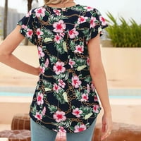 Plus size cvjetni vrhovi za žene obrezivanje kratkih rukava Crewneck Grafički kratki majica Trendy Comfy