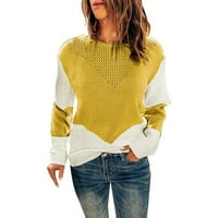 Džemper za žene Ženska posada izrez dugih rukava TOP kontrastna boja dna košulja pletena džemper pada
