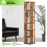 Magshion bambusov nivo rotirajući knjige, moderna police za knjige, stalak za skladištenje, smeđa, za