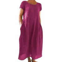 Puawkoer ženska ležerna pune boje kratkih rukava s kratkim rukavima, haljina s kratkim haljinama za