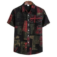 Hanas Fashion Casual Man majice Muški kardigan kratki rukav Havajska majica za plažu Muška košulja za