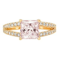 2.48CT Princess rez ružičasti simulirani dijamant 14k žuto zlato ugraviranje izjava bridalna godišnjica