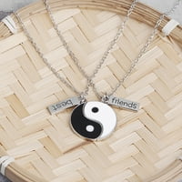 Glupest brech yin-yang simbol najboljih prijatelja Dopis ogrlica Privjesak lančani nakit Poklon legura