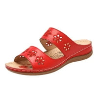 SHPWFBE papuče za žene modne dame ravne cvijeće rimske stile proljeće ljetne sandale papuče za žene