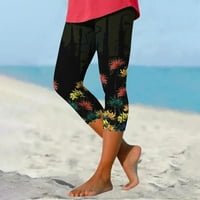 Dame Casual Comfort tiskani rastezanje visokog struka elastične obrezirane hlače Resort stil plaže na
