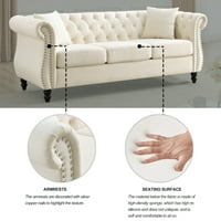 Futon Velvet Sofa, 80 Tufted kauč za dnevni boravak, kauč za sjedenje kauča sa noktima i dva jastuka,