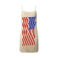 Ljetne haljine za žene Američka zastava Grafički midi haljina špageta remen bez rukava 4th jula V izrez