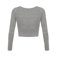 Ketyyh-Chn ženska majica s dugim rukavima vrhovi labavi plus veličina pulover majica Grey, S