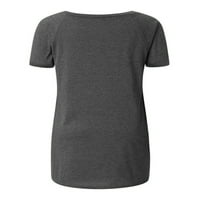 Ženska majica s kratkim rukavima V-izrez, labavi i ležerni u trendovskim vrhovima od solidne boje za
