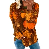 Ženska grafička dukserica za Halloween, duksevi za žene za žene modna casual crewneck dugi rukav pulover