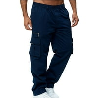 Jsaierl Muške pune boje vanjske teretne hlače Veliki i visoki ravni teretni pantri, pantalone za jogger