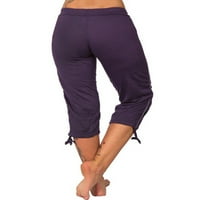 Grianlook dame joga pant za crtanje kapris Solid Boja Slim Fit Capri hlače Elastična struka Žene Ležerne