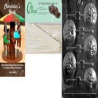 Cybrtrayd 'Love Disc Lolly' Valentine Chocolate Candy kalup sa lizačkim palicama i vodič čokolade