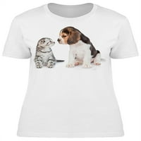 Beagle i mačka sjede zajedno majica - sumage od shutterstock, ženske male