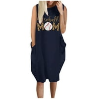 Baseball Halter haljine za žene ljetne haljine za žene plus veličine grafički prevelicirani casual crewneck