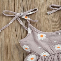 Canrulo Toddler Baby Girl Odjeća za odjeću za dijete Floral Daisy Ljetni remen bez rukava za rukavice