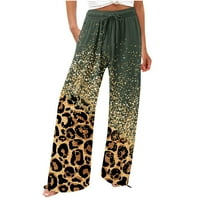 Žene Ležerne prilike Leopard Boja bloka hlače elastične struke vučne hlače sa džepovima