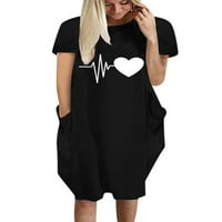 Ženska majica za ispis srca Haljina kratkih rukava siva 5xl