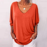 Ženske bluze Henley Slatko dugme s gumnim ženskim majicama s dugim rukavima Ljetni vrhovi narančasti