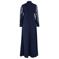 Plus veličina Ženska cvjetna haljina za tiskanje dugih rukava etnički stil zip muslimanske abaya