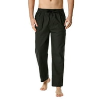 Amidoa Muške povremene pamučne pantalone zavoj elastični struk čvrste slabe sa džepovima Yoga hlače