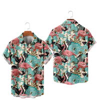 Flamingos i cvijeće Ležerne majica kratkih rukava Havajski top Boys Girls Beach Print Fashion Muška