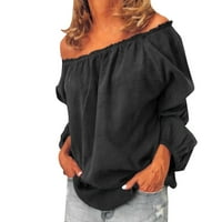 T majice za žene labavi fit grafički trendy bluza s ramena na ramena na ramenu veličine labavih ruffle