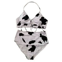 Plus size za kupaće kostime za žene visoki struk Kupine kravljeg ispisa Stretchy bikini setovi čipke