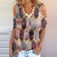 Ženska modna casual udobne tiskane okrugle vrat kratkih rukava za bluze za bluze XXL