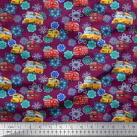 Soimoi Japan Crepe Satin tkanina umjetnička cvjetna i školska autobus djeca za ispis tkanine pored dvorišta