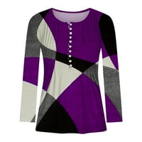 Safuny ženske fit vrhove nazivane tunike Trendne košulje boja blok geometrija pulover Holiday Fall Dugi