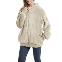Cethrio Womens Open Cardigan džemper Trendy dugih rukava Zip up dugačak čvrst jeseni čišćenje bijele kardiganske jakne za žene veličine l