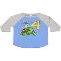 Inktastična četvrta rođendanska kornjača u partijskom šeširu sa konfetnim poklonom majica malih majica