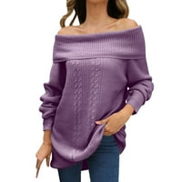 Riforla ženska jesen i zimski čvrsti temperament dugih rukava ravni vrat pleteni džemperi ženski pulover