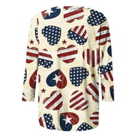 Odeerbi 4. juli Patriotska košulja za žene Modna dana neovisnosti tiskana majica Tri četvrtina rukava