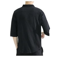 Proljeće u šorc od 10 dolara, Poropl plus posteljina kratkih rukava stand-up košulja košulja majica za muškarce Clear crna veličina 5xl