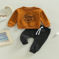 TODDLER Baby Boys Pad Outfit Pismo Ispis Dukseri dugih rukava Tors + Solid Color dugačke hlače