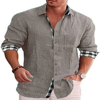 Groanlook muškarci Slim Fit Patch Džepovi bluza Dugme Down rever vrat majica za odmor plaćene majice