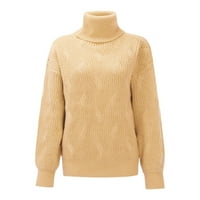 Jiyugala vrhovi za žene Ležerne prilike sa labavim turtleneck pleteni džemper pulover dugih rukava jesen