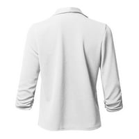 Voss Womens Solid Open Front Cardigan dugih rukava Blazer Casual Jacket kaput