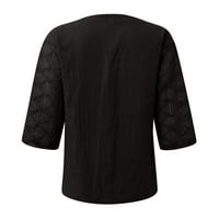 Bluze za slobodno vrijeme rukav čvrsti vrhovi V-izrez Moda za žene crna 3xl