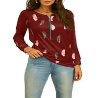 Leuncero ženska ležerna pulover dugim bluza dugih rukava zip up u vrat majica