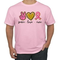 Mir ljubav svijest karcinoma dojke svijest o dojmu muška muška grafička majica, svijetlo ružičasta,