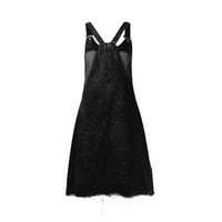 Haljine za žene Mini Halter ljetni zabava bez rukava sa čvrstim udobnim haljinama crna m