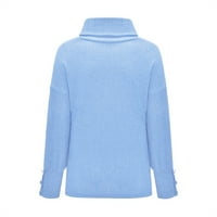 Riforla Fashion Women Cork COLLOR Čvrsta gumba Pleteni duks topli vrhunsko pulover džemper plavi m